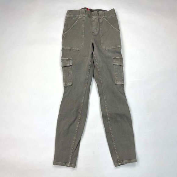 Spanx 20311Q Stretch Twill Ankle Cargo Pants Women M Stretch Cotton Pockets Slim - Picture 1 of 15